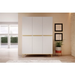 Szafa Nicole 150 cm z półkami - biały mat / złote nóżki